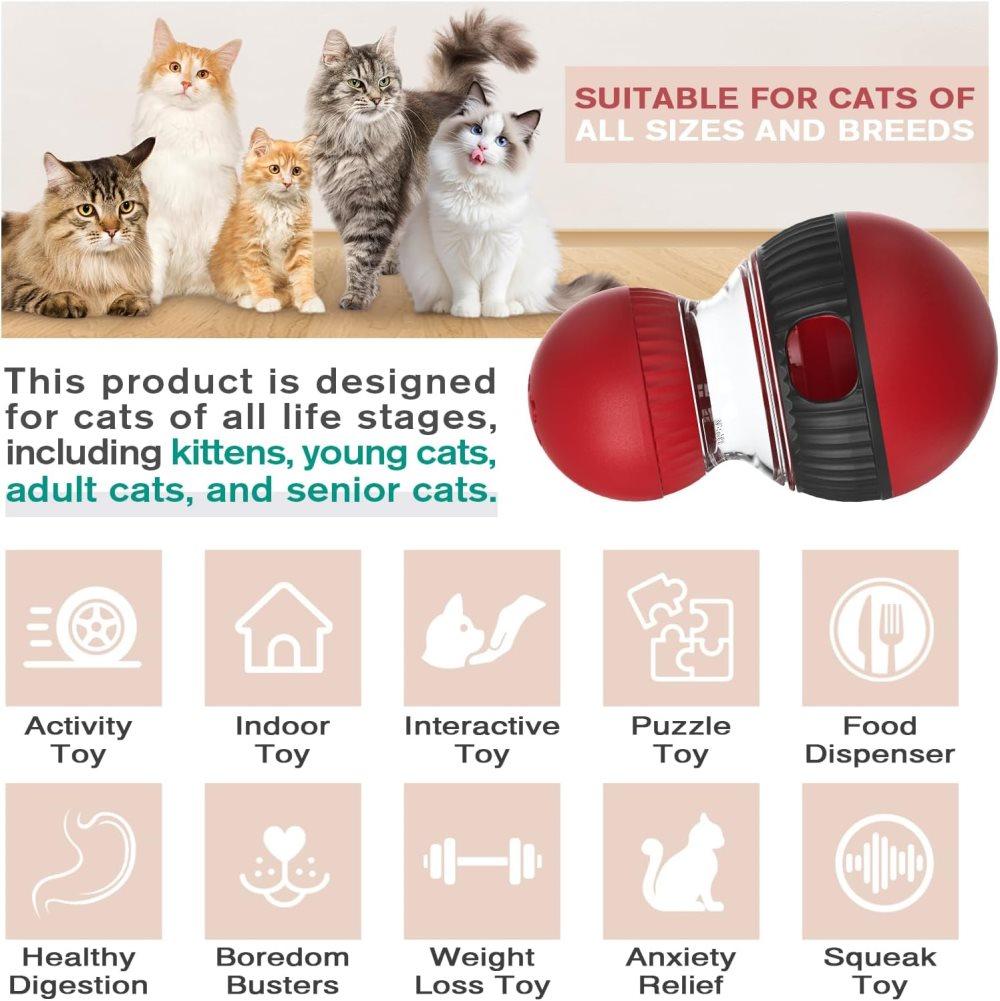 Interactive Cat Toy with Bird Sounds Slow Feeder Food Dispenser for Indoor Cats, Compatible with All Breeds - Image 2