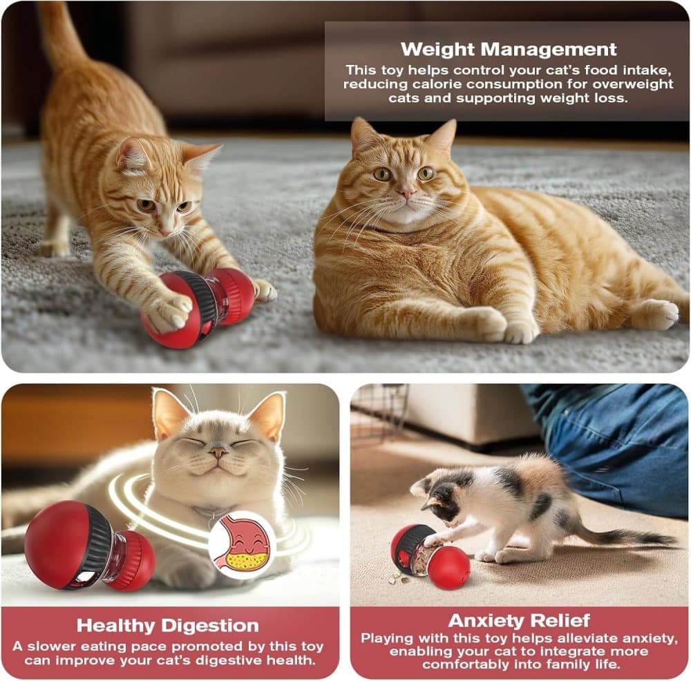 Interactive Cat Toy with Bird Sounds Slow Feeder Food Dispenser for Indoor Cats, Compatible with All Breeds - Image 6