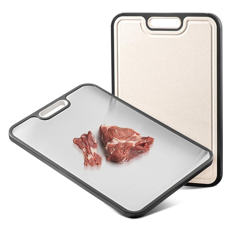 Reversible Cutting Board Titanium PP or Stainless Steel PP, Food Grade Non-Slip Durable Multifunctional, SZ1 - Image 1