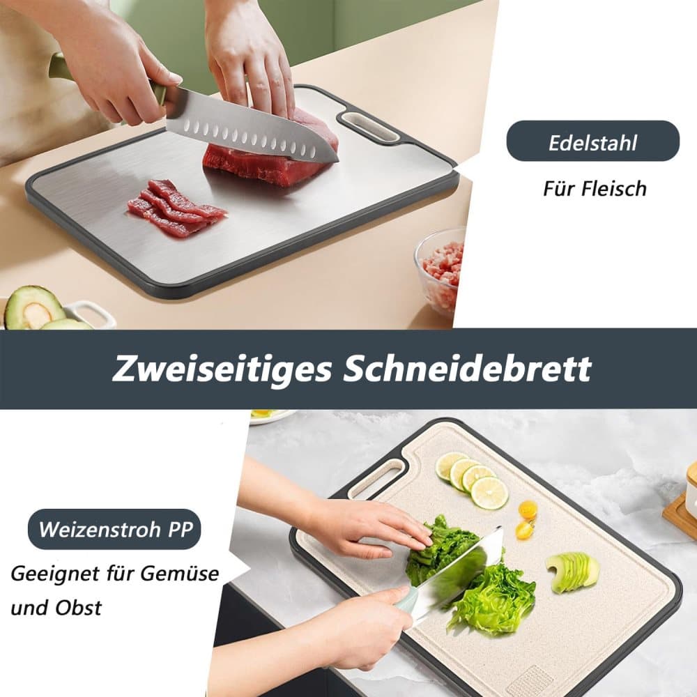 Reversible Cutting Board Titanium PP or Stainless Steel PP, Food Grade Non-Slip Durable Multifunctional, SZ1 - Image 3