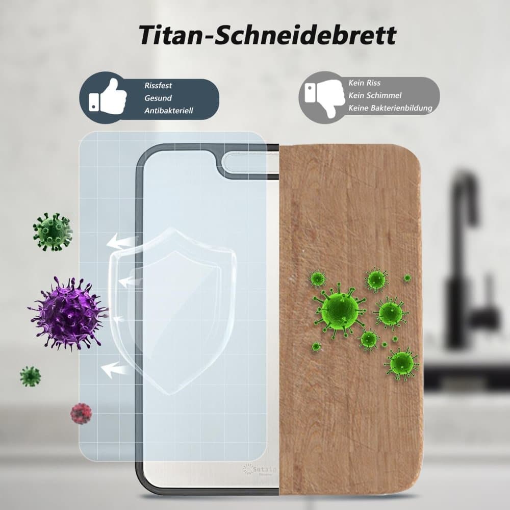1 Piece Reversible Cutting Board Titanium PP or Stainless Steel PP Non-Slip Durable Food Grade, 30x20cm - Image 4