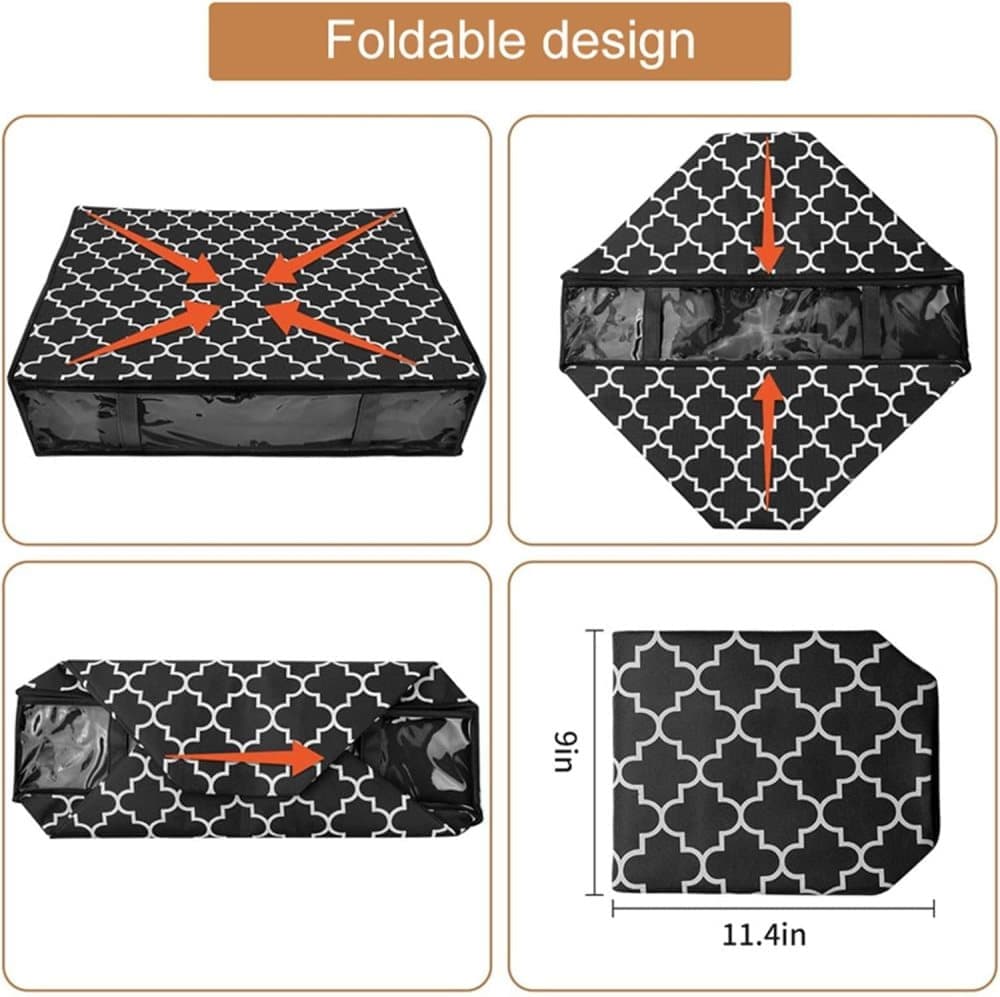 2-Pack Foldable Storage Boxes for Clothes and Blankets, Under-Bed Drawers, Multifunctional Organizer, Black - Image 5