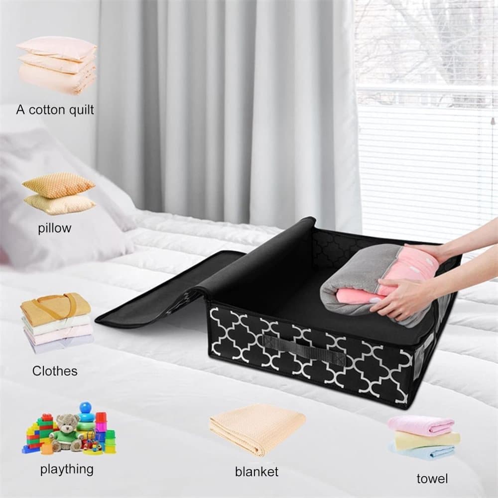 2-Pack Foldable Storage Boxes for Clothes and Blankets, Under-Bed Drawers, Multifunctional Organizer, Black - Image 6