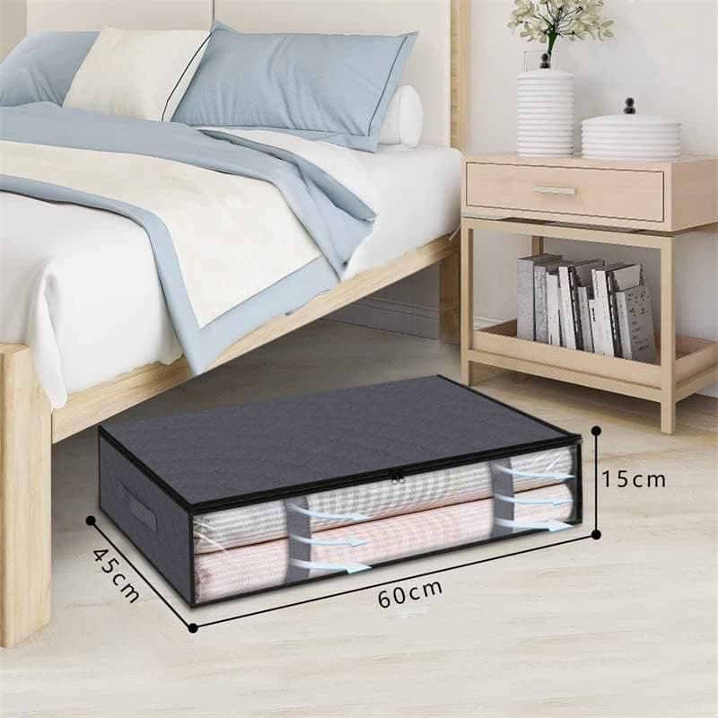 2-Pack Foldable Storage Boxes for Clothes and Blankets, Under-Bed Drawers, Multifunctional Spacious, Gray - Image 2