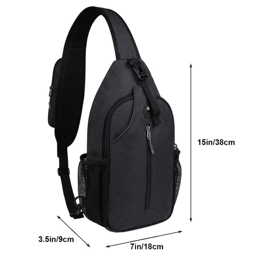 Multifunctional Shoulder Crossbody Chest Backpack with Headphone Jack, Unisex for Hiking Traveling Climbing, Dark Blue - Image 2