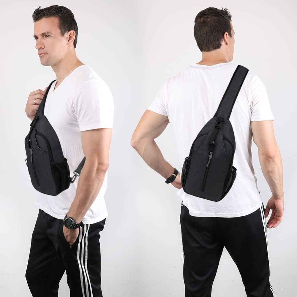 Multifunctional Shoulder Crossbody Chest Backpack with Headphone Jack, Unisex for Hiking Traveling Climbing, Dark Blue - Image 6