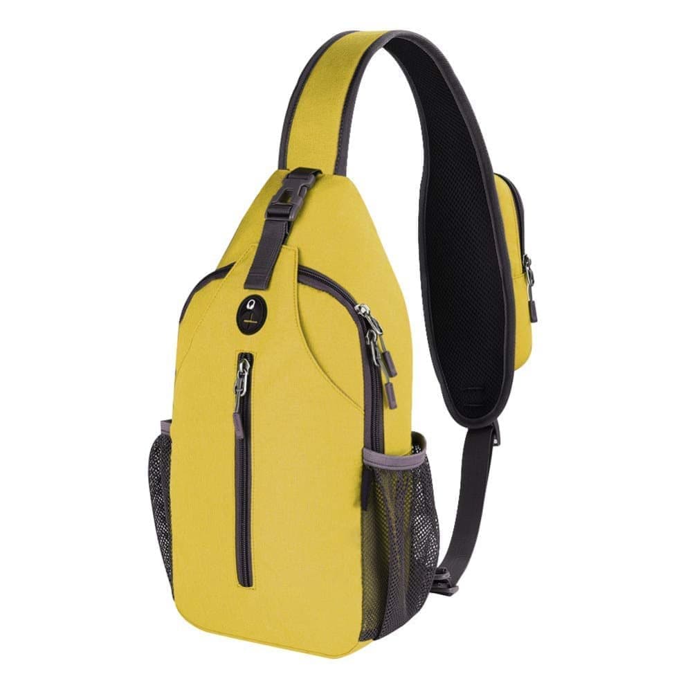 Multifunctional Shoulder Bag Crossbody Chest Backpack with Headphone Jack, Unisex for Hiking Travel Climbing, Yellow - Image 1