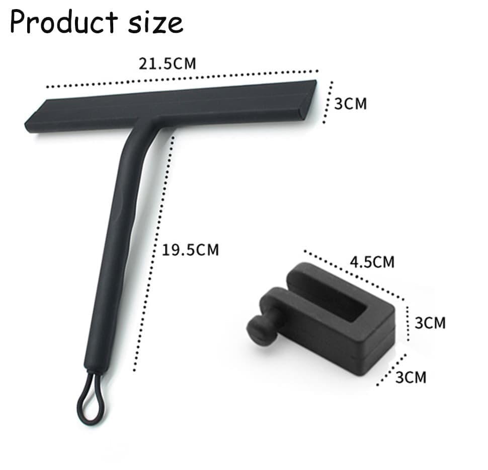 Silicone shower scraper with hook for windows shower door and car window, gray - Image 3