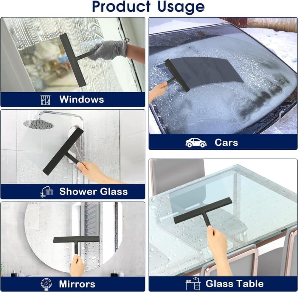 Silicone shower scraper for windows shower doors and car windows, with hook, white - Image 7
