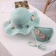Girls Straw Hat and Shoulder Bag Set for Summer Beach Travel Outdoor Play, Green - Image 1