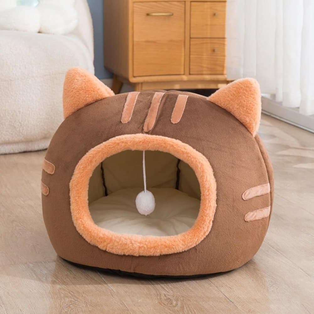 Fluffy Dog Bed Cat Bed Winter Pet House Anti-Slip, Large, Brown - Image 7