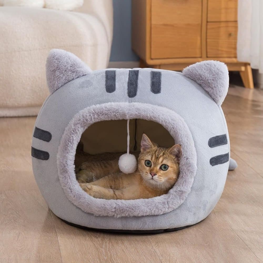 Fluffy Dog Bed Cat Bed Winter Pet House Anti-Slip, Large, Gray - Image 4