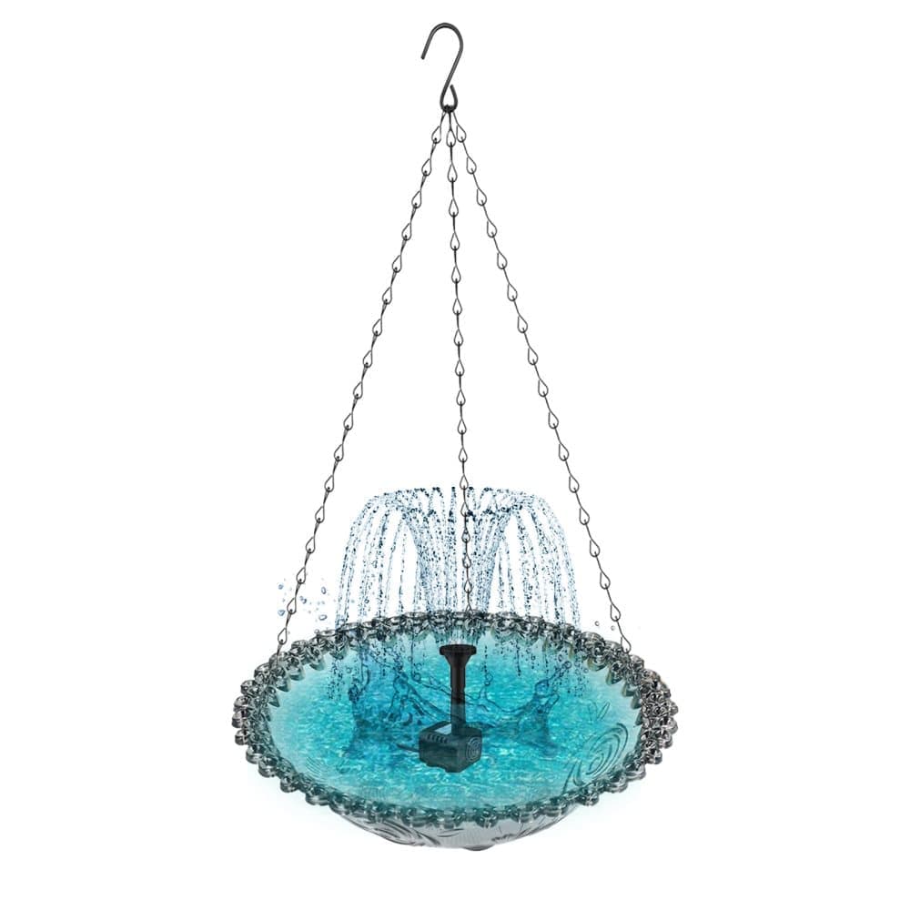 Solar Powered Bird Bath Fountain for Garden and Outdoors, Automatic Solar Waterer, Gray - Image 1