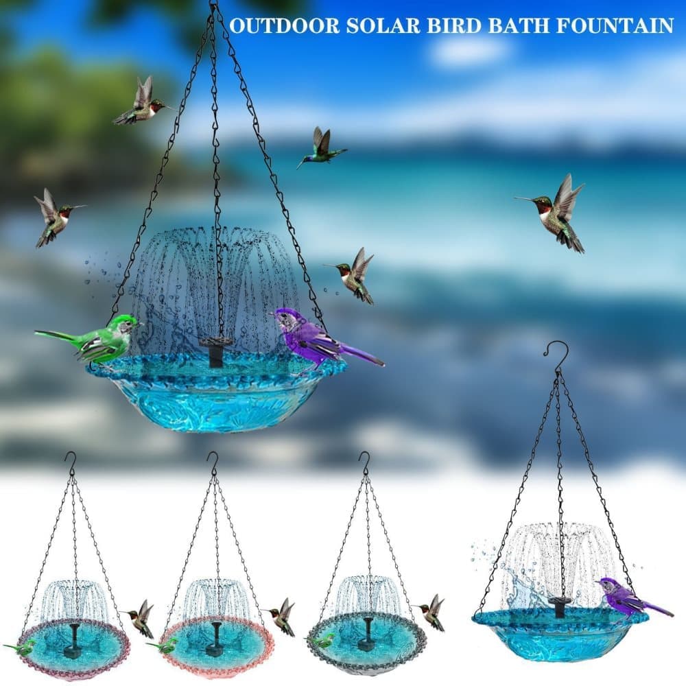 Solar Powered Bird Bath Fountain for Garden and Outdoors, Automatic Solar Waterer, Gray - Image 4