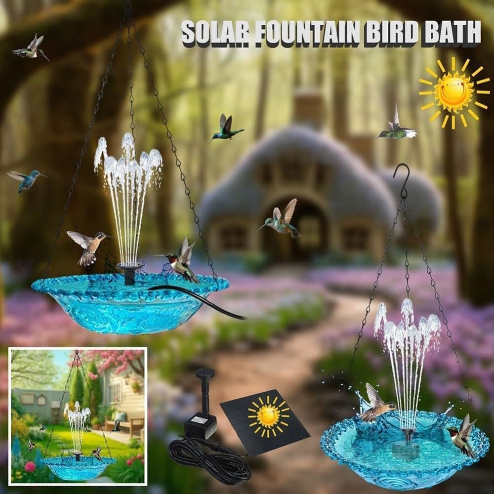 Solar Powered Bird Bath Fountain for Garden and Outdoors, Automatic Solar Waterer, Gray - Image 5