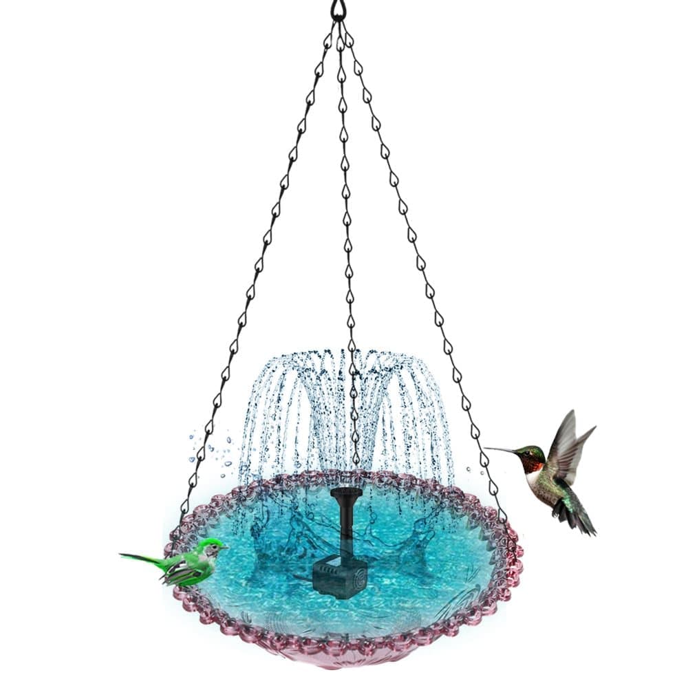 Solar Powered Bird Bath Fountain for Garden and Outdoors, Automatic Water Feature, Decorative Bird Waterer, Purple - Image 1