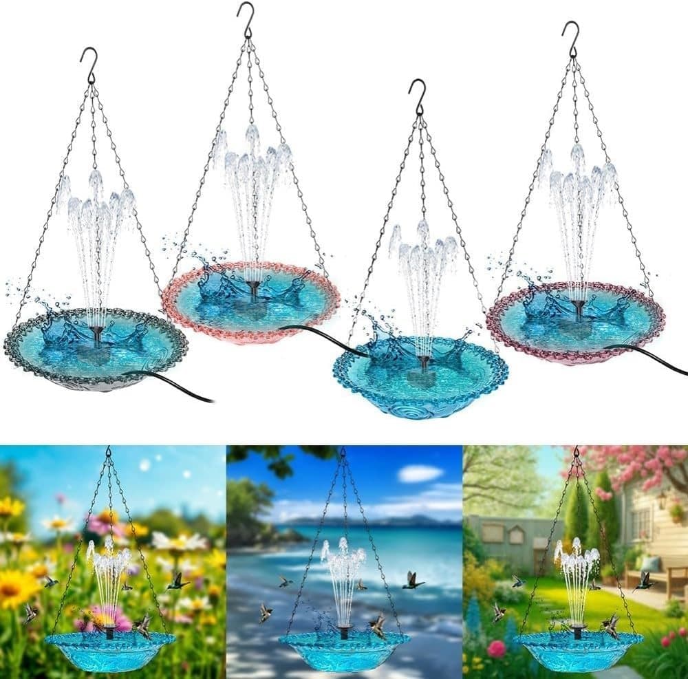 Solar Powered Bird Bath Fountain for Garden and Outdoors, Automatic Water Feature, Decorative Bird Waterer, Purple - Image 7