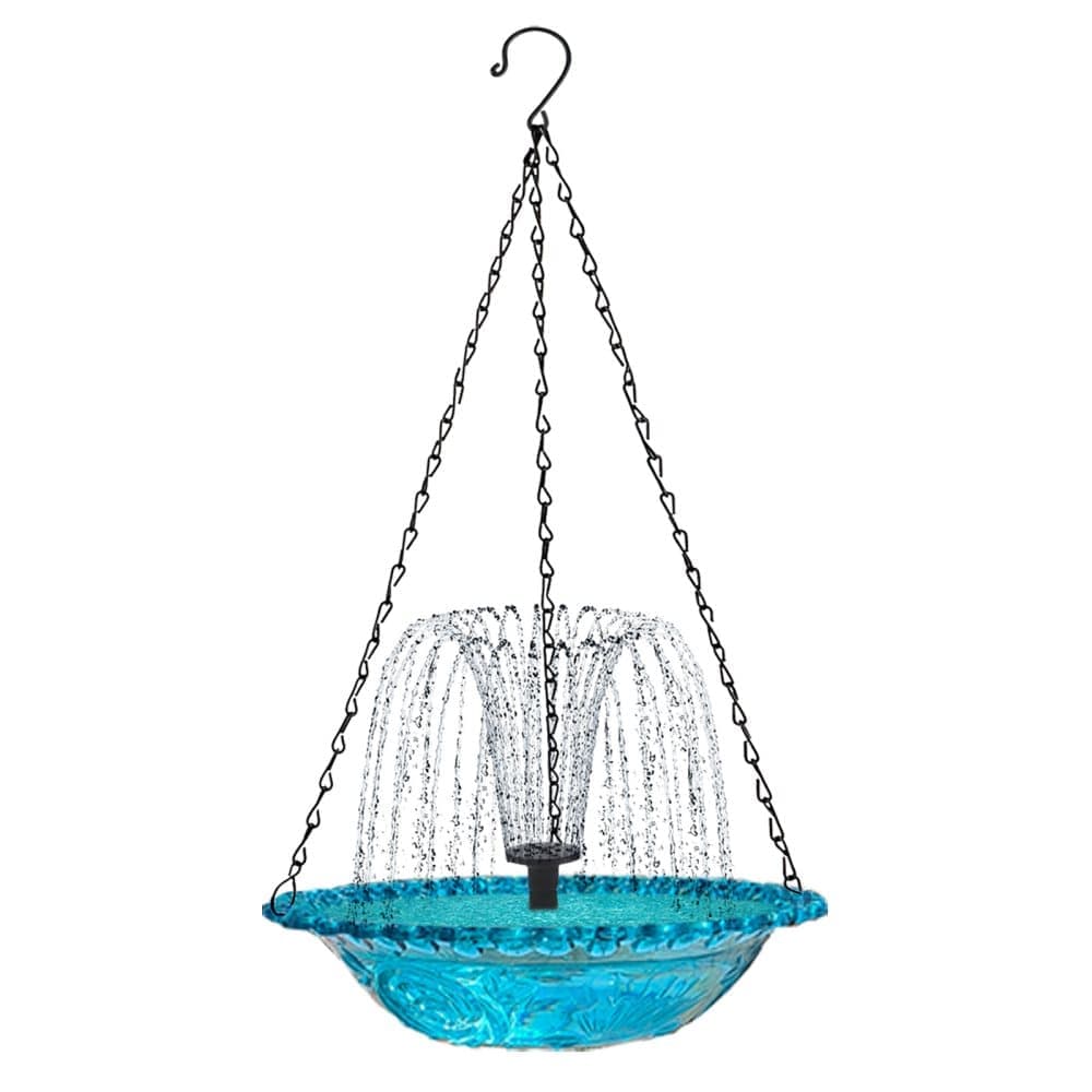 Solar Powered Bird Bath Fountain for Garden and Outdoors, Automatic Solar Water Feature, Decorative Bird Waterer, Blue - Image 1