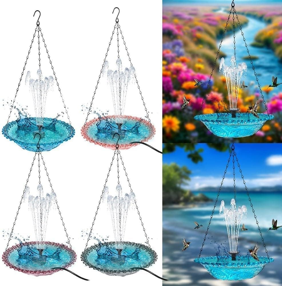 Solar Powered Bird Bath Fountain for Garden and Outdoors, Automatic Solar Water Feature, Decorative Bird Waterer, Blue - Image 6