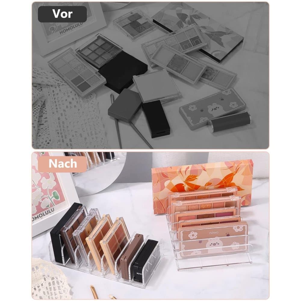 2-Pack Acrylic Makeup Organizer with 7 Compartments for Eyeshadow, 17×8.5×4cm, Perfect for Vanity and Dressing Tables - Image 3