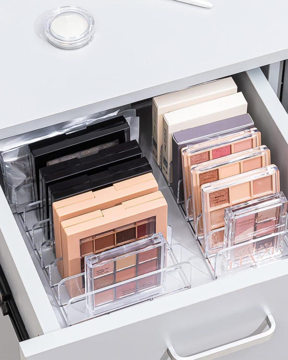 2-Pack Acrylic Makeup Organizer with 7 Compartments for Eyeshadow, 17×8.5×4cm, Perfect for Vanity and Dressing Tables - Image 6