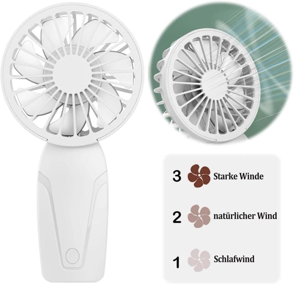 Portable Mini Hand Fan USB Rechargeable with 3 Speeds, Quiet Handheld Fan, Pink - Image 3