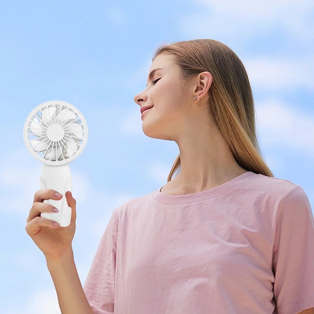 Portable Mini Hand Fan USB Rechargeable with 3 Speeds, Quiet Handheld Fan, Pink - Image 5