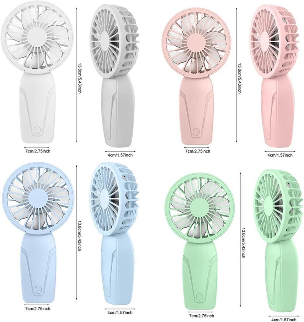 Portable Mini Hand Fan USB Rechargeable with 3 Speeds, Quiet Handheld Fan, White - Image 2