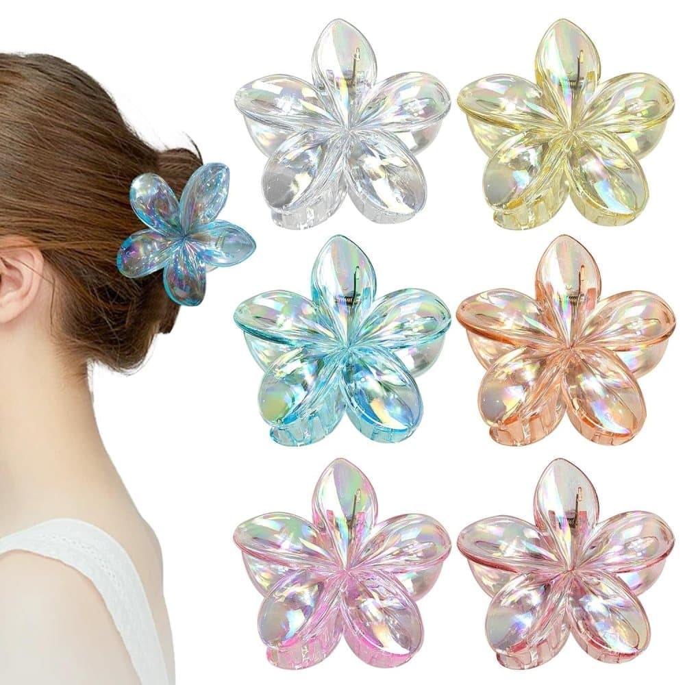 6-Pack Non-Slip Flower Hair Clips, with Flowers - Image 1
