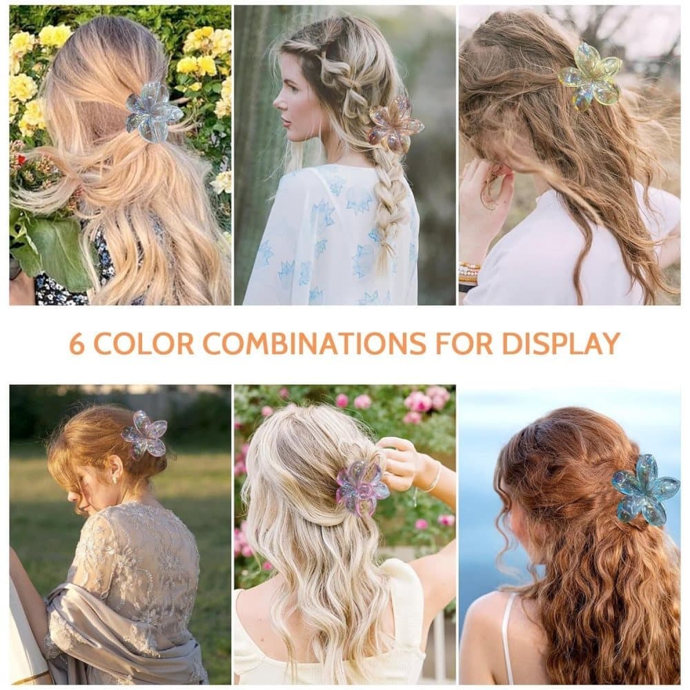 6-Pack Non-Slip Flower Hair Clips, with Flowers - Image 3