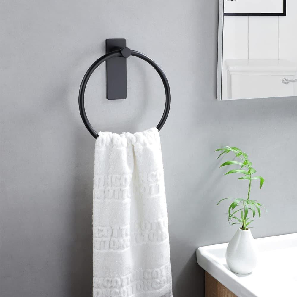 Stainless Steel Towel Rack, Drill-Free Assembly, Durable Modern Bathroom Design, Black - Image 3