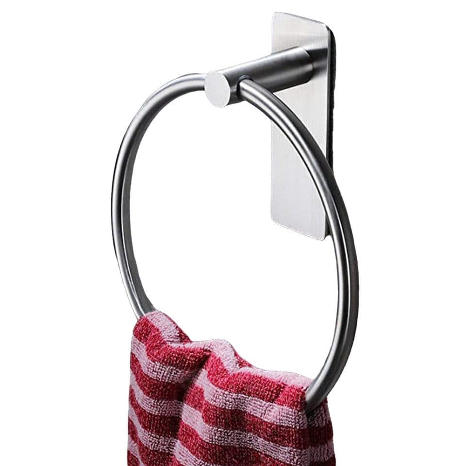 Stainless Steel Towel Rack Drill-Free Assembly Durable Modern Bathroom Organizer, Silver - Image 1