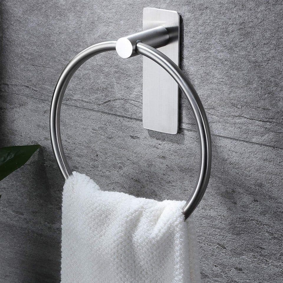 Stainless Steel Towel Rack Drill-Free Assembly Durable Modern Bathroom Organizer, Silver - Image 3