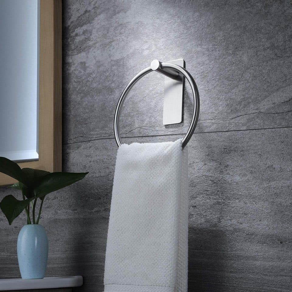 Stainless Steel Towel Rack Drill-Free Assembly Durable Modern Bathroom Organizer, Silver - Image 4
