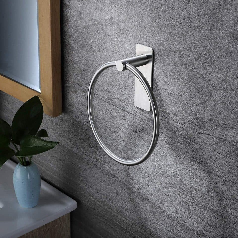 Stainless Steel Towel Rack Drill-Free Assembly Durable Modern Bathroom Organizer, Silver - Image 5