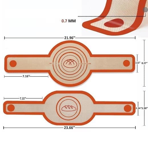 2-Pack Nonstick Silicone Baking Mat with Long Handles, Red - Image 2