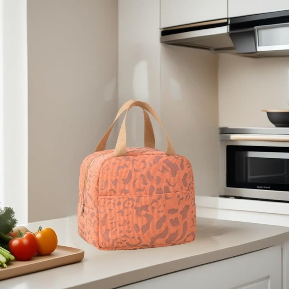 Insulated Lunch Bag Orange, Portable Small Cooler Bag for Food, Reusable for Office Gym Beach Travel, with Handle - Image 2