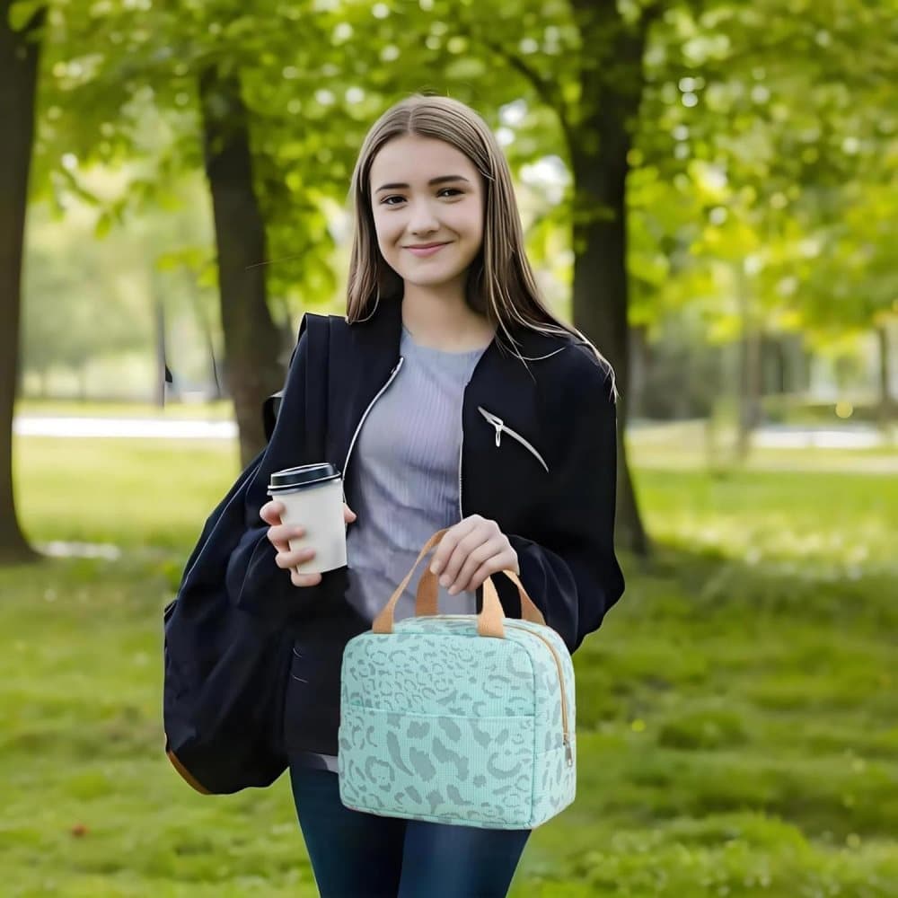 Insulated Lunch Bag Blue, Portable Small Cooler Bag for Food, Reusable for Office Gym Beach Travel - Image 3
