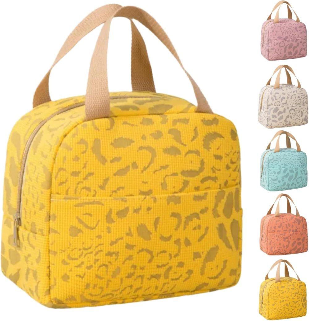 Insulated Lunch Bag Reusable Portable Small Cooler for Food, Office Gym Beach Travel, Yellow - Image 1