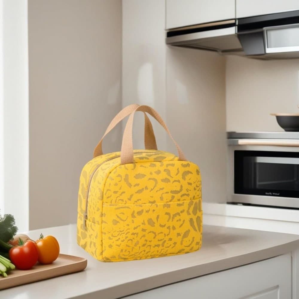 Insulated Lunch Bag Reusable Portable Small Cooler for Food, Office Gym Beach Travel, Yellow - Image 2