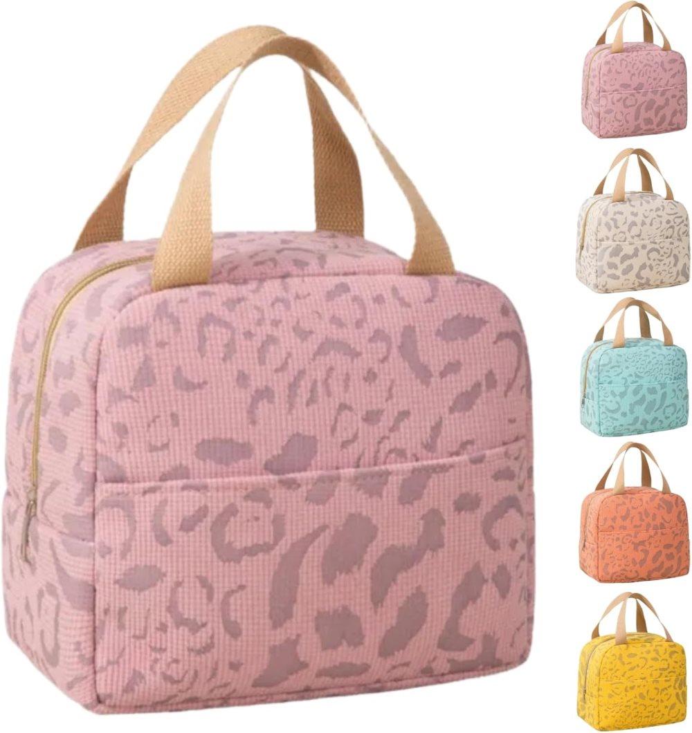 Portable Insulated Lunch Bag Reusable Cooler for Food Office Gym Beach Travel, Pink - Image 1