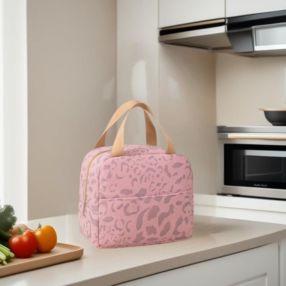 Portable Insulated Lunch Bag Reusable Cooler for Food Office Gym Beach Travel, Pink - Image 2