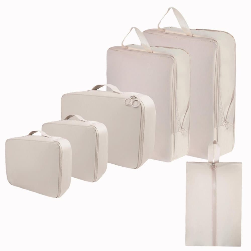 6-Piece Waterproof Travel Storage Bags Organizer for Suitcase, Wood, Compatible with Travel and Vacation - Image 1