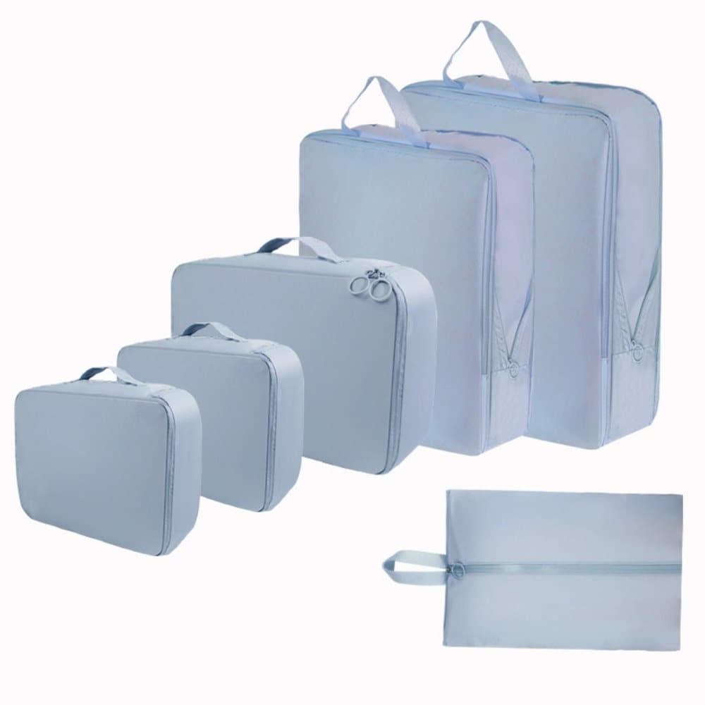 6-Piece Waterproof Travel Storage Bags Organizer, Blue, Compatible with Suitcase - Image 1