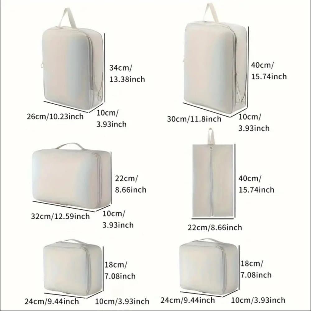 6-Piece Waterproof Travel Storage Bags Organizer, Blue, Compatible with Suitcase - Image 2