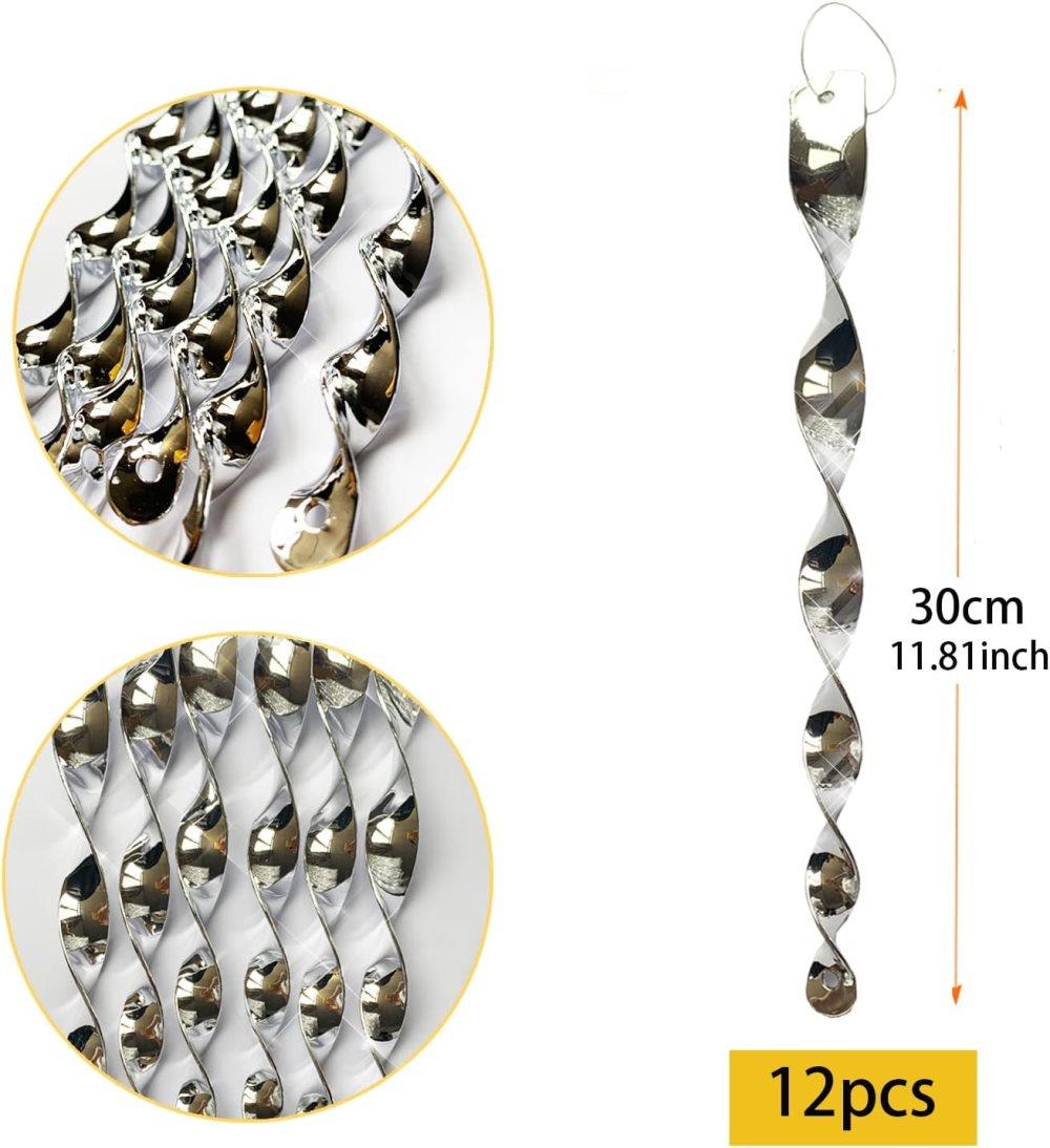 30-Pack Silver Bird Repellent Spiral Scarecrow, UV Resistant for Garden and Terrace, 30 cm - Image 2