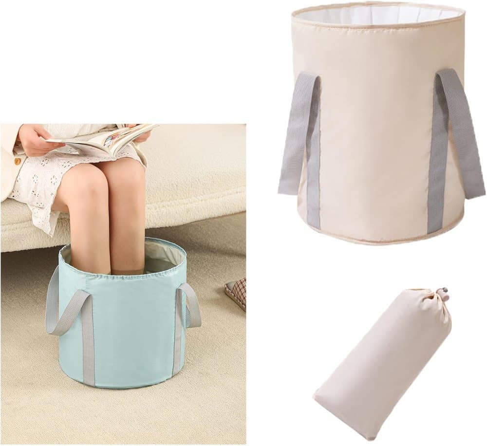 Foldable Foot Bath Tub 30x36cm, Wood, Portable for Home Travel Camping Outdoor Use, Foot Spa and Care - Image 1