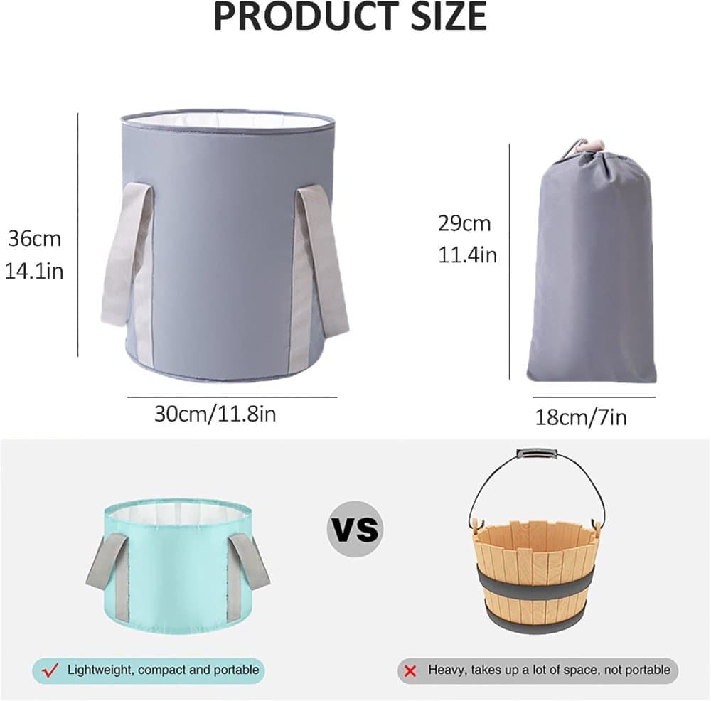 Foldable Foot Bath Tub 30x36cm, Gray, Portable for Home Travel Camping Outdoor Use, Spa and Care - Image 7