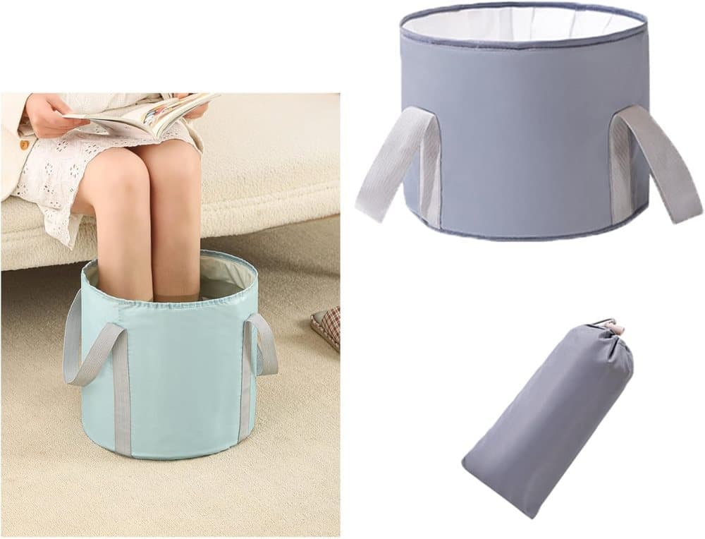 Foldable Foot Bath Tub 30x20cm, Gray, Portable for Home Travel Camping Outdoor Use, Spa and Care - Image 1