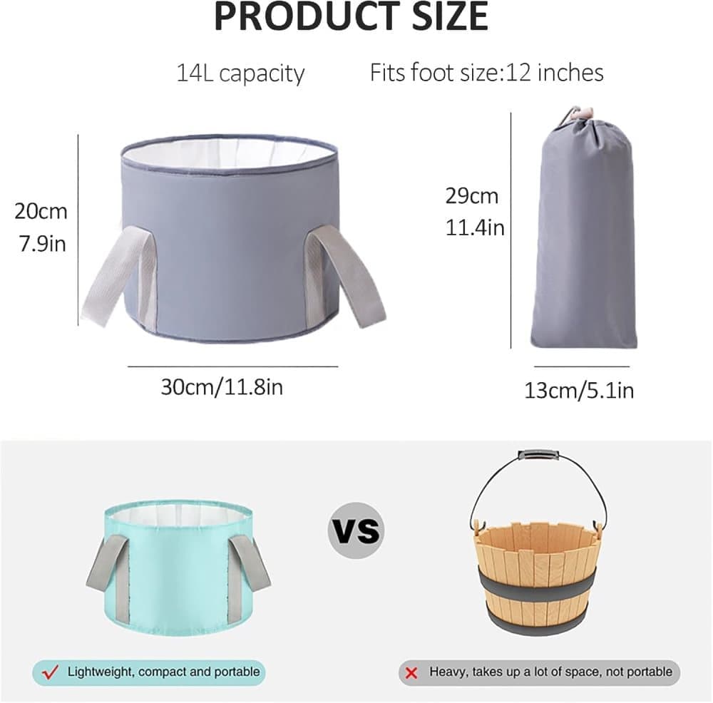 Foldable Foot Bath Tub 30x20cm, Gray, Portable for Home Travel Camping Outdoor Use, Spa and Care - Image 7